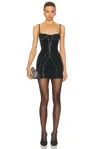 Attico Black Sablè Crystal Hotfix Bustier Minidress In Black