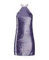 Attico Audrey Sequined Low Back Mini Dress In Purple