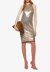 Attico Sleeveless Sequined Mini Dress In Gold