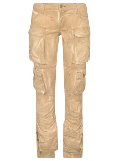Attico Slim Fit Cotton Trousers In Neutrals