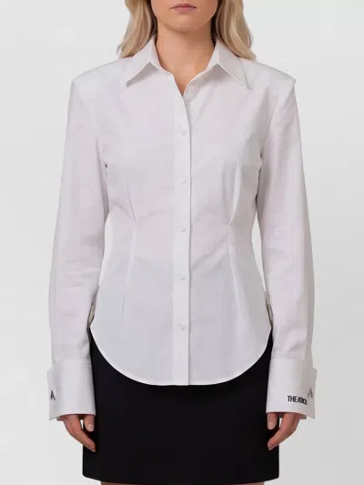 Attico Slim Fit Poplin Shirt Padded Shoulders In White