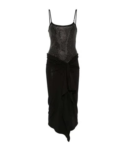 ATTICO RHINESTONE-EMBELLISHED MIDI DRESS