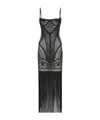 Attico Illusion Embroidered Tulle Long Dress In Black
