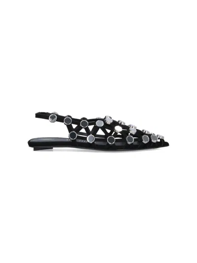 ATTICO SLINGBACK BALLET FLATS GRID