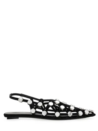 Attico Slingback Ballet Flats With Crystals In Black