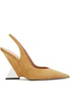 Attico Slingback Geometric-heel Pumps In Gold