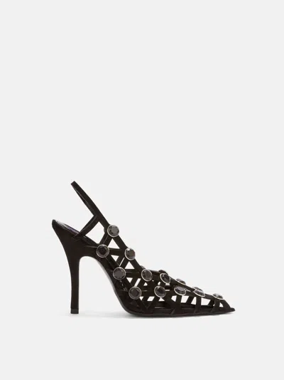 Attico 105mm Grid Rhinestone-embellished Pumps In Black