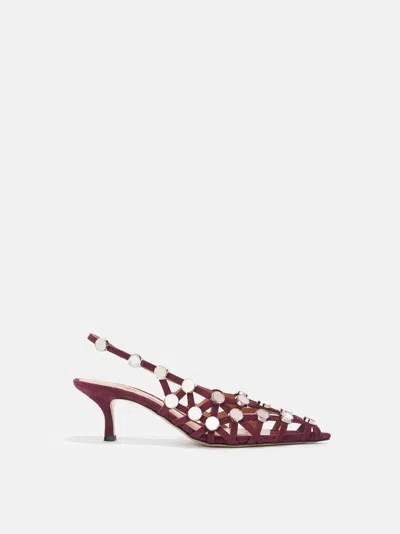 ATTICO SLINGBACK ''GRID'' BURGUNDY E LIGHT PINK