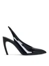 Attico Pointed Toe Slingback Viper Glossy Finish In Black