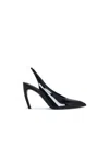 Attico Slingback Viper In Black Synthetic Paint In Black