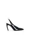Attico Slingback Viper In Black Synthetic Paint In Black