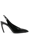 Attico Slingback Viper In Black Synthetic Paint In Black
