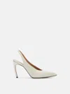 Attico 95mm Viper Leather Slingbacks In White