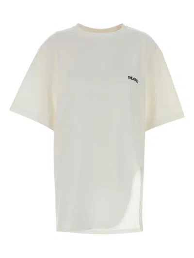 Attico Slit Crew-neck T-shirt In Neutral
