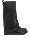 Attico Slouch Suede Knee-high Boots In Gray