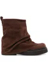 Attico Slouchy Suede Boots In Brown