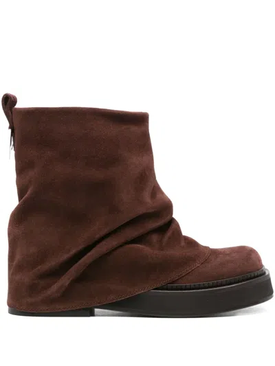 Attico Slouchy Suede Boots In Brown