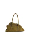 Attico La Passeggiata Small Bag In Khaki Green Suede In Green
