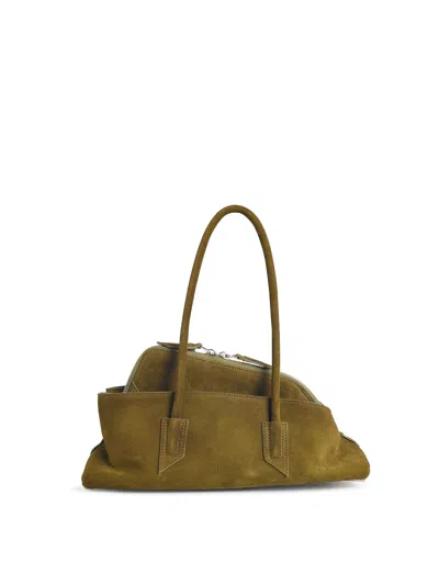 ATTICO SMALL  KHAKI LEATHER BAG