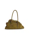 Attico La Passeggiata Small Bag In Khaki Green Suede In Green