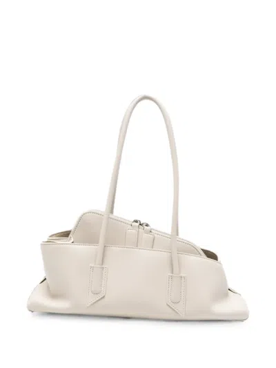 Attico Small La Passeggiata Leather Shoulder Bag In Neutral