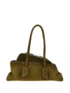 Attico Small La Passeggiata Suede Bag In Green