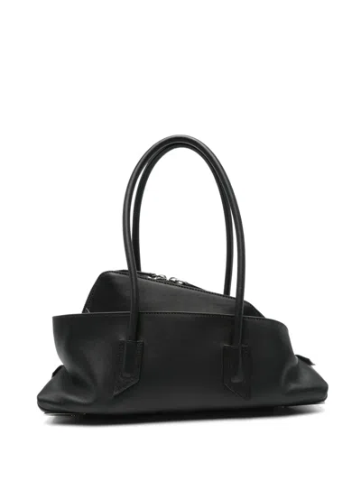 Attico La Passeggiata Small Leather Tote Bag In Black