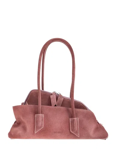 Attico La Passeggiata Small Asymmetric Suede Tote In Pink