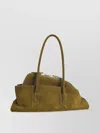 Attico La Passeggiata Small Bag In Khaki Green Suede In Green