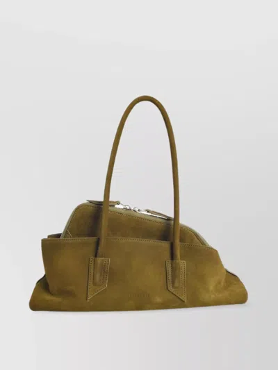 Attico Small Leather Shoulder Bag In Brown