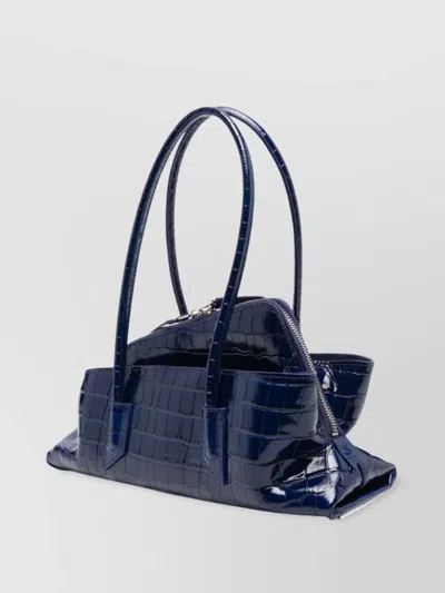 Attico Small Leather Shoulder Bag With Crocodile Effect