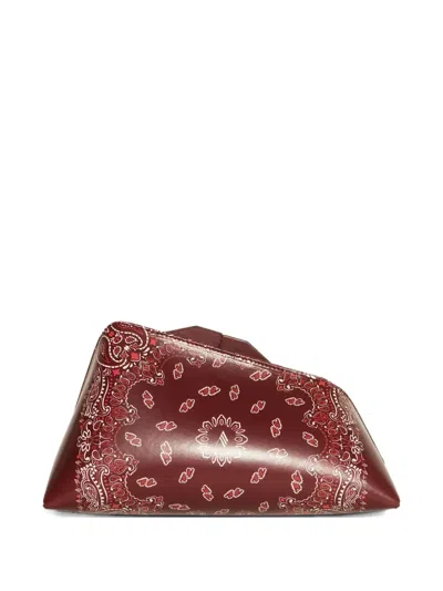 Attico Small Paisley-print Leather Clutch In Brown