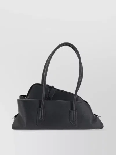 Attico Small Leather Shoulder Bag In Black