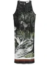 Attico Night Landscape Smoke Print Halter Dress In Green