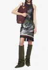 Attico Night Landscape Smoke Print Halter Dress In Gray