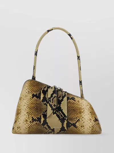 Attico Snake Print Leather Sunrise Shoulder Bag In Brown