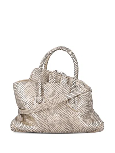 Attico Snake-effect Leather Tote Bag In Gray