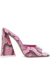 Attico Snakeskin Heeled Mules In Animal Print