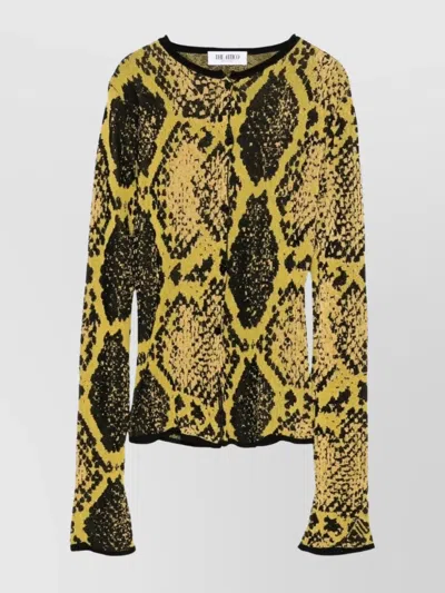ATTICO SNAKESKIN INTARSIA KNITWEAR CARDIGAN WITH FLARED CUFFS