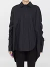 Attico Black Oversized Asymmetric Shirt With Studs In Cotton In Multi