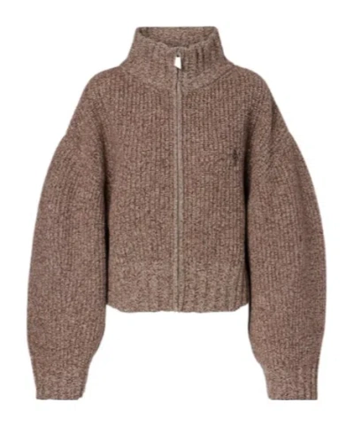 Attico Solid Color Casual Knitted Sweater In Brown