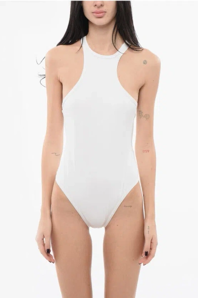 Attico Ribbed One Piece Swimsuit In White