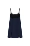 Attico Spaghetti Strap Mini Dress In Blu Navy