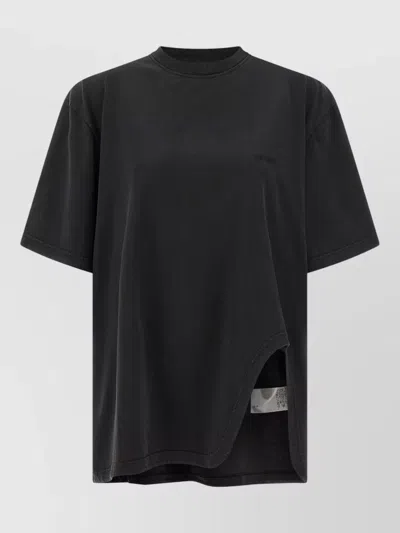 Attico Split Hem T Shirt Short Sleeves Crew Neck In Black