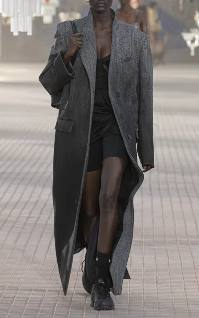 Attico Sprayed Jacquard Coat In Grey