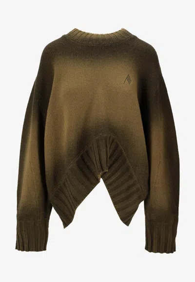 Attico Sprayed Knit Wool Cashmere Sweater In Blue