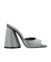 Attico Luz Crystal-embellished Leather Mules In Gray