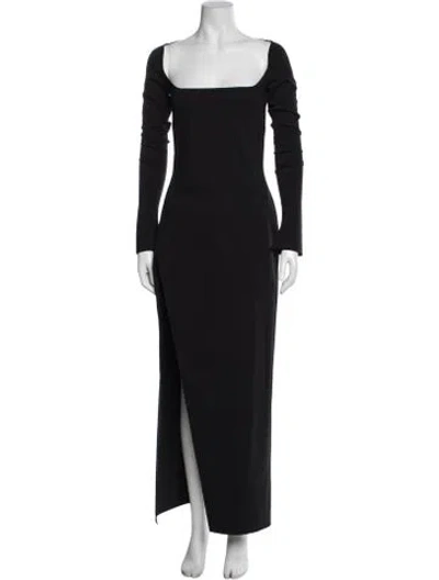 Pre-owned Attico Square Neckline Long Dress In Black