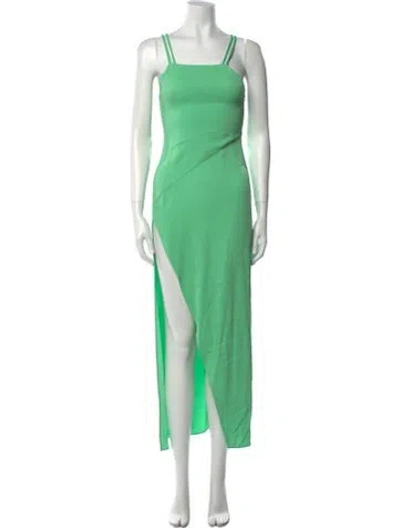 Pre-owned Attico Square Neckline Long Dress In Green