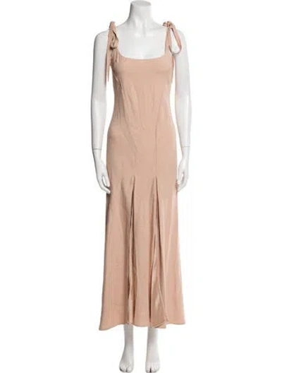Pre-owned Attico Square Neckline Long Dress In Neutral